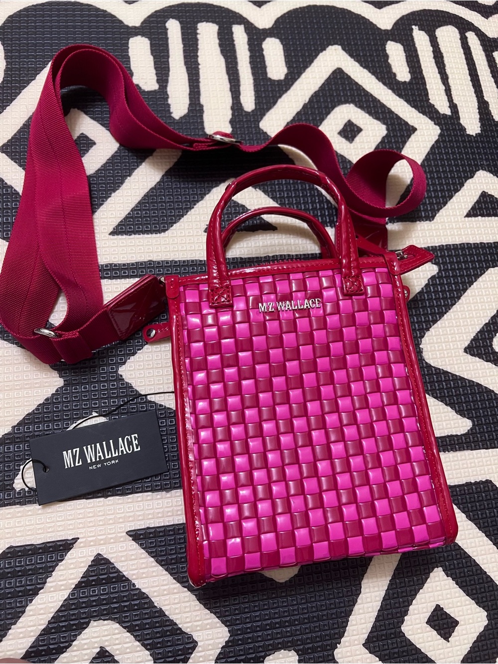 MZ Wallace Woven Box Tote with Detachable Strap, Candy Lacquer NWT